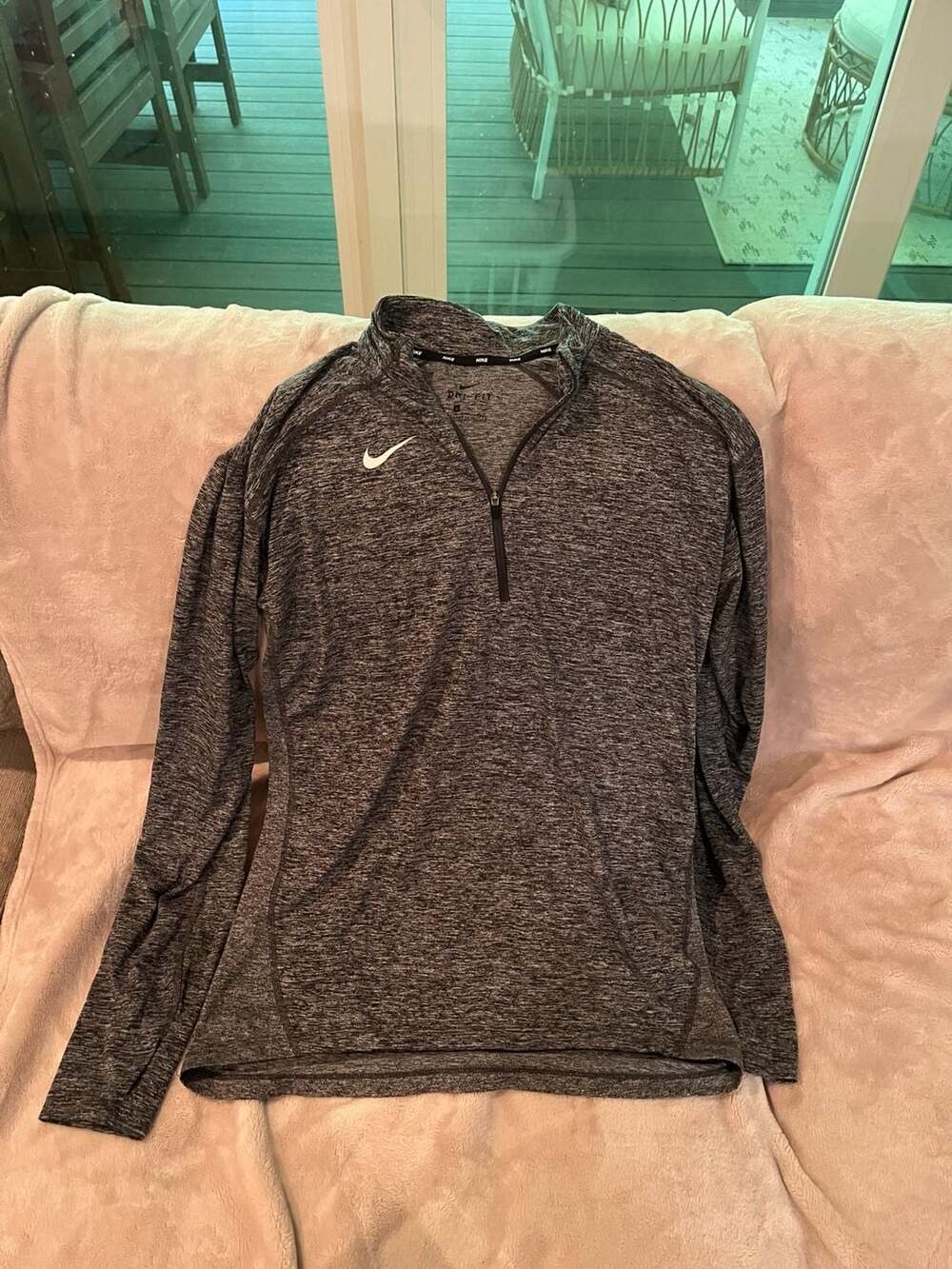 Nike Dri-Fit Heather Gray 1/4 Quarter Zip Pullover Long Sleeve Athletic Top Size